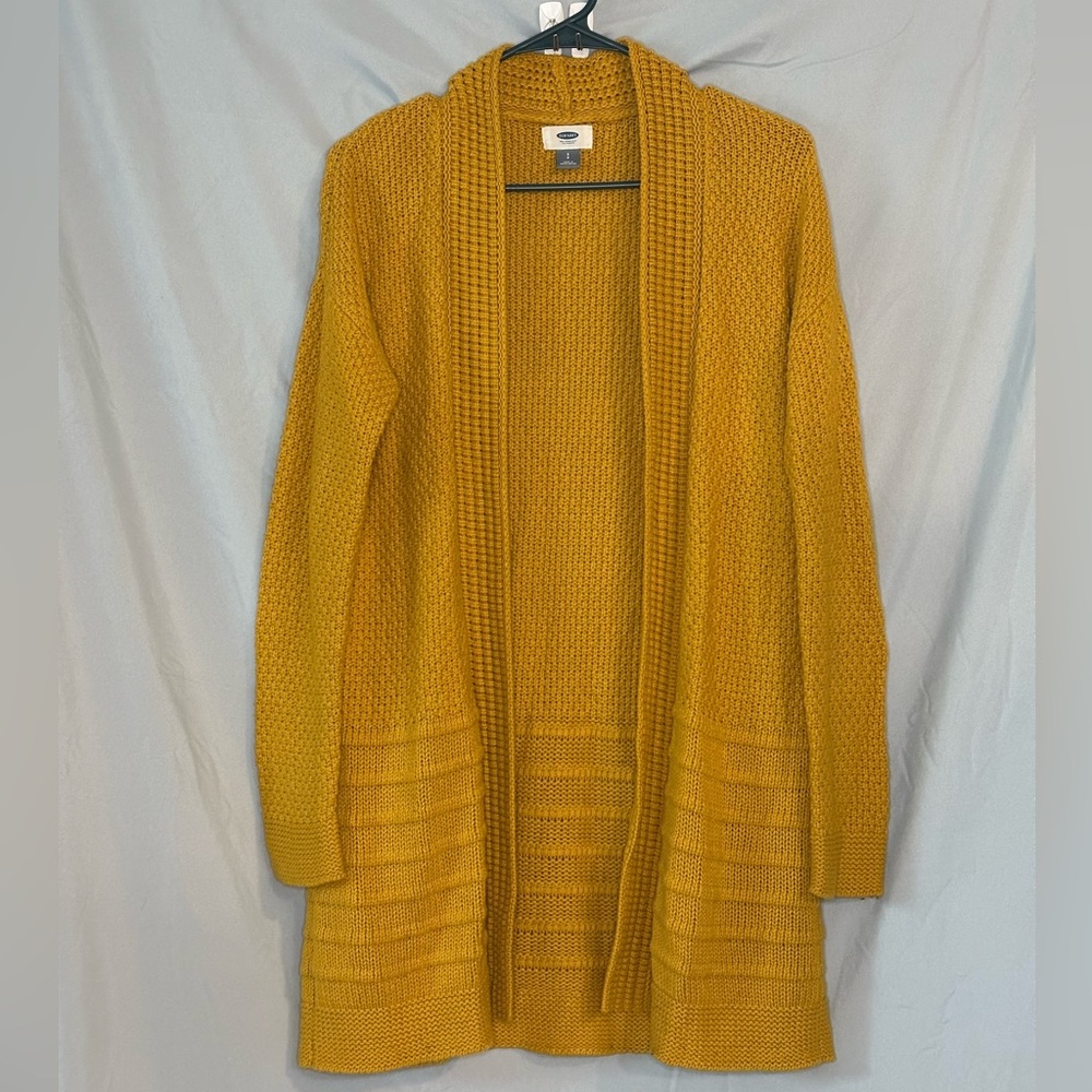Long Mustard Yellow Cardigan Sweater